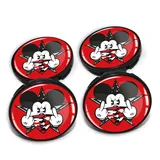 4 x Nabendeckel 60mm Durchmesser Nabenkappen Felgendeckel Felgenaufkleber Gel Emblem Doming für Auto Felgen Kfz Tuning Zubehör Radnabenkappen DM006 (Nr. 15 Mickey Mouse rot, Nabendeckel Set)