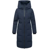 Navahoo Damen Wintermantel mit 2-Wege Reißverschluss, wasserdichten Reißverschlüssen und verstellbarer Kapuze Schokokuss XIV Navy Gr. 3XL - 3XL
