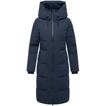 Navahoo Damen Wintermantel mit 2-Wege Reißverschluss, wasserdichten Reißverschlüssen und verstellbarer Kapuze Schokokuss XIV Navy Gr. 3XL - 3XL