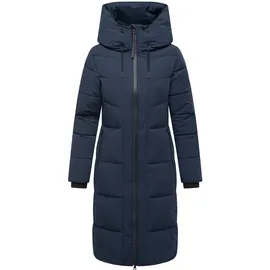 Navahoo Damen Wintermantel mit 2-Wege Reißverschluss, wasserdichten Reißverschlüssen und verstellbarer Kapuze Schokokuss XIV Navy Gr. 3XL - 3XL