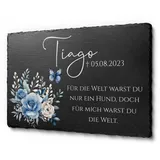 CHRISCK design Gedenktafel frei gestaltbar mit Texten | Grabtafel mit schönen Motiven und Einer schönen UV-Druck | Schieferplatte aus Schiefer 30 x 20 cm...