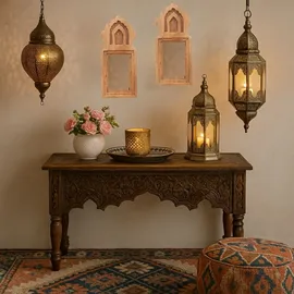 Marrakesch Orient & Mediterran Interior 2er Set Wandspiegel Mukana Natur H 22cm × B 10cm × T 3cm - Boho