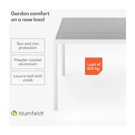 Blumfeldt LuminaHaven Pavillon 3x3 m verzinktes Lamellen-Stahldach schützt vor Sonne, Regen und Wind Weiß