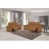 Polstergarnitur EGOITALIANO "Capucine" Sitzmöbel-Sets Gr. B/H/T: 200cm x 99cm x 97cm, Luxus-Microfaser Lederoptik, mit elektrischer Relaxfunktion, braun (cognac) bestehend aus einem 2-Sitzer und 2,5-Sitzer