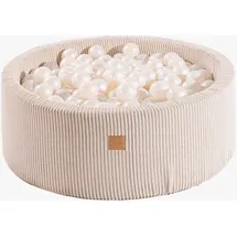 MeowBaby Rundes Bällebad Cord 30x90 cm, Ecru