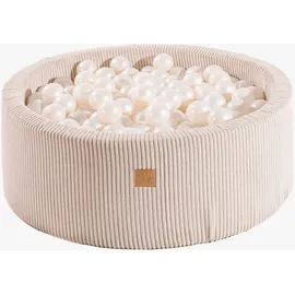 MeowBaby Rundes Bällebad Cord 30x90 cm, Ecru