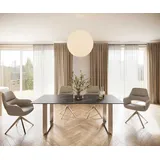 DeLife Esstisch Edge 200x100 Keramik Laminam® Noir Desir Braun Edelstahl Schmal