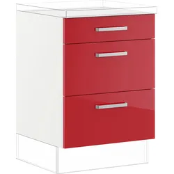 Auszugsunterschrank IMPULS KÜCHEN ""Turin", Breite/Höhe: 60/72,3 cm, mit Soft-Close", rot (rot hochglanz), B:60cm H:72,3cm T:57,9cm, Holzwerkstoff, Schränke, Küchenunterschrank, vormontiert, mit Schubkasten, mit Auszügen