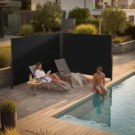 Tectake Seitenmarkise 200 x 600 cm schwarz Aluminium
