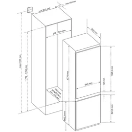 Telefunken Einbau-Kühl-Gefrierkombination Einbaukühlschrank mit Gefrierfach 178cm Nische 243 Liter No Frost