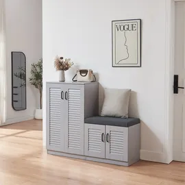[en.casa] Løten 120 x 97 x 36 cm mit Sitzbank grau / grau