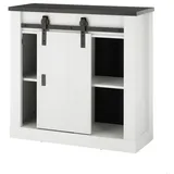 Furn.Design Aktenschrank Stove weiß Pinie Büro Kommode mit Schwebetür 93 x 91 cm - Weiß, Dunkelgrau