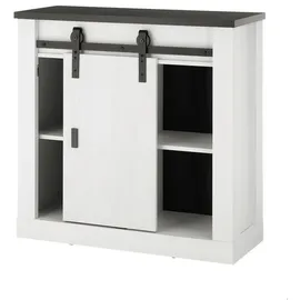 furn.design Aktenschrank Stove weiß Pinie Büro Kommode mit Schwebetür 93 x 91 cm - Weiß, Dunkelgrau