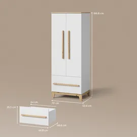 livinity® Kinderkleiderschrank Mailo 70 x 186,8 cm Eiche weiß