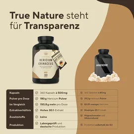 True Nature Hericium Erinaceus Lions Mane Kapseln 360 St.