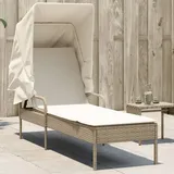 Sonnenliege Mit Dach Beige Poly Rattan