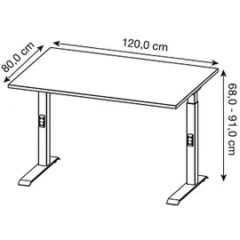 Germania DOWNEY höhenverstellbarer Schreibtisch kaschmir rechteckig, C-Fuß-Gestell schwarz 120,0 x 80,0 cm