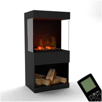 GLOW FIRE Elektrokamin OGF 2 Wasserdampf Kamin, Standkamin, Elektrischer Kamin, Wasserdampfkamin mit 3D Feuer und Knisterfunktion schwarz