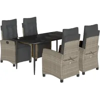VidaXL 5-tlg. Garten-Essgruppe mit Kissen Hellgrau Poly Rattan