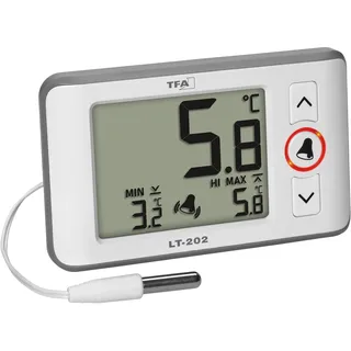 TFA Dostmann Digitales Profi-Thermometer mit Kabelfühler LT 202 Thermometer Weiß 30.1052.02