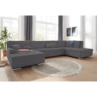DOMO collection Wohnlandschaft DOMO COLLECTION "Aversa U-Form", schwarz (pepper), B:364cm H:83cm T:201cm, Luxus-Microfaser (100% Polyester);Struktur (100% Polyester);Struktur weich (100% Polyester), Sofas, Wohnlandschaft, wahlweise mit Bettfunktion, frei im Raum stellbar