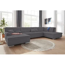 DOMO collection Wohnlandschaft DOMO COLLECTION "Aversa U-Form", schwarz (pepper), B:364cm H:83cm T:201cm, Luxus-Microfaser (100% Polyester);Struktur (100% Polyester);Struktur weich (100% Polyester), Sofas, Wohnlandschaft, wahlweise mit Bettfunktion, frei im Raum stellbar