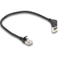 DeLock RJ45 Netzwerkkabel Cat.6A S/FTP Slim 90° oben gewinkelt
