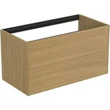 Ideal Standard Conca Waschtisch-Unterschrank T4357Y6 ohne Waschtisch-Platte, 2 Auszüge, 100x50,5x54 cm, Eiche hell Furnier