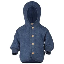 Engel Baby Jacke mit Kapuze Wollfleece blau Melange, 50/56