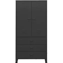 vidaXL Industrial Kleiderschrank Schwarz 90x50x180 cm Metall