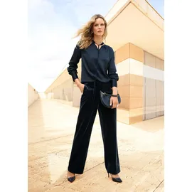 Madeleine Langarmbluse Elegante Bluse mit V-Ausschnitt Blau 46