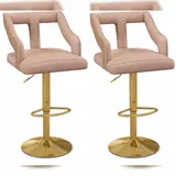 Costway Barhocker Samt rosa 2er Set