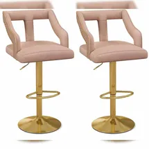 Costway Barhocker Samt rosa 2er Set