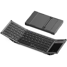 Inateck Faltbare Tastatur, mit Touchpad,3 Bluetooth-Kanälen, kompatibel mit iPadOS Android, Windows, QWERTZ, KB06101