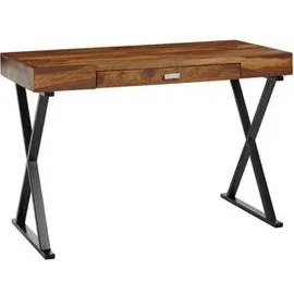 'massivart' Schreibtisch Sheesham massiv / Schwarz