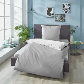 cloudcomfort Basic Wendebettwäsche hellgrau/weiß 135 x 200 cm + 80 x 80 cm