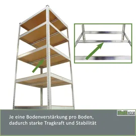 Trutzholm Schwerlastregal Metall 180x60x60cm silber 5 Böden