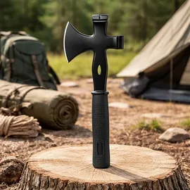 Wiltec 3-in-1 Mehrzweckbeil 350 mm mit Spaltbeil, Hammer, Nageleisen, Brechstange für Outdoor und Baustelle, Überlebenswerkzeug, Axt