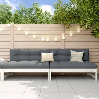 vidaXL Garten-Mittelsofas 2 Stk. Weiß 120x80 cm Massivholz Kiefer