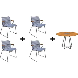Sparset 5 tlg. Tisch Circle Ø110 Stühle taubenblau