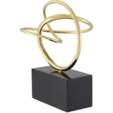 Casa Padrino Designer Schreibtisch Deko Messingfarben / Schwarz 29 x 23 x H. 33 cm - Elegantes Messing Deko Objekt mit Granitsockel - Deko Accessoires