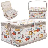 orion group Nähkästchen Nähkorb Organizer Aufbewahrungskästchen für Nähzubehör Nähgarne 30x23x12x16 cm