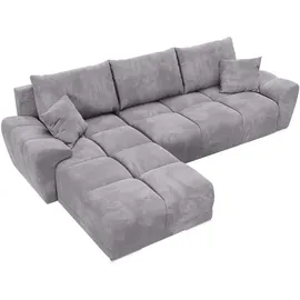 bromarkt Ecksofa NUBES Schlaffunktion Bettkasten L-Form 298x184x85cm Grau