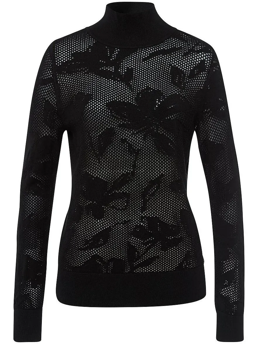 Feinstrick-Pullover Stehkragen BASLER schwarz, 50