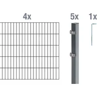 GAH Alberts Alberts Doppelstabmattenzaun als 10 tlg. Zaun-Komplettset anthrazit Höhe 180 cm, Länge 8 m