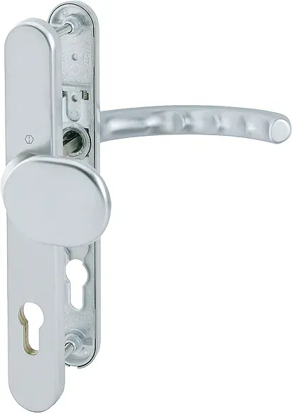 HOPPE® Schutz-Wechselgarnitur mit Schmalschild Luxembourg 86G/3358/3357N/1500, Aluminium, Farbe: weiß
