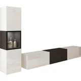 INOSIGN Wohnwand »BERLIN I«, (Komplett-Set, 2 St.), moderne grifflose Mediawand Breite 220 cm, Vitrine mit Verglasung, weiß