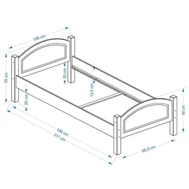Idimex Massivholzbett 100 x 200 cm Weiß