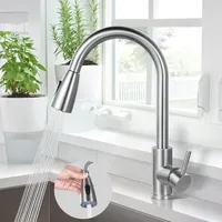 Soleil - Küchenarmatur, Spültischarmatur aus Edelstahl 304, um 360° drehbarer Spültischarmatur mit herausziehbarer Brause, 2 Wasserstrahlen