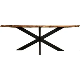 bene living Möbelset Baumkantentisch Catania, 6er Set Diningsessel San Carlo dunkelgrau - Dunkelgrau